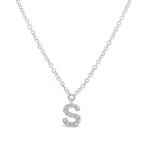0.05ct 14k White Gold Diamond Necklace - Initial S